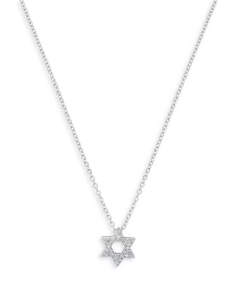 Meira T 14K White Gold Diamond Star of David Pendant Necklace, 18
