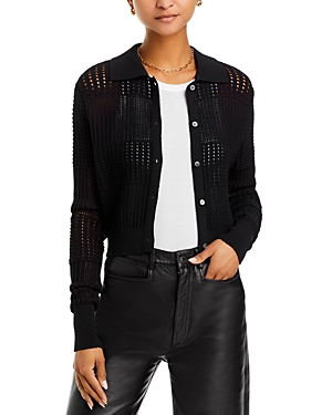 Frame Open Stitch Shrunken Cardigan In Black