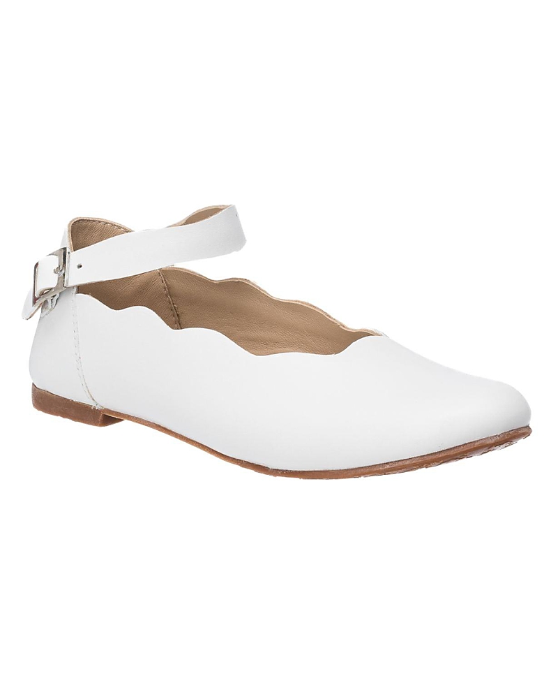 Elephantito Unisex Scalloped Edge Ondina Flats In White