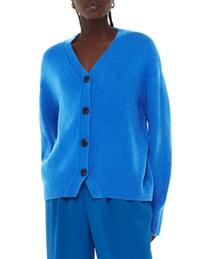 Whistles Womens Blue Textured Wool-blend Knitted Cardigan In Blue