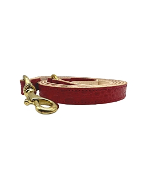 Bonne Et Filou Small 6' Croc Leather Dog Leash In Red