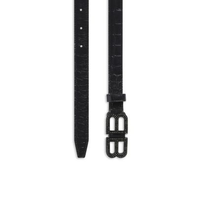 BB Hourglass Thin Belt Crocodile Embossed with Rhinestones