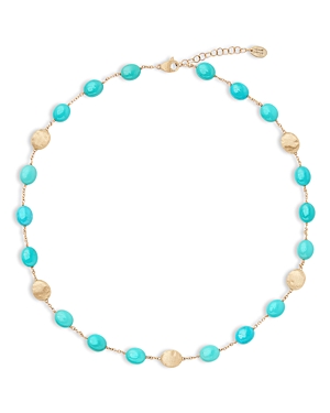 Shop Marco Bicego 18k Yellow Gold Siviglia Turquoise Link Collar Necklace, 16.5-18 In Blue/gold