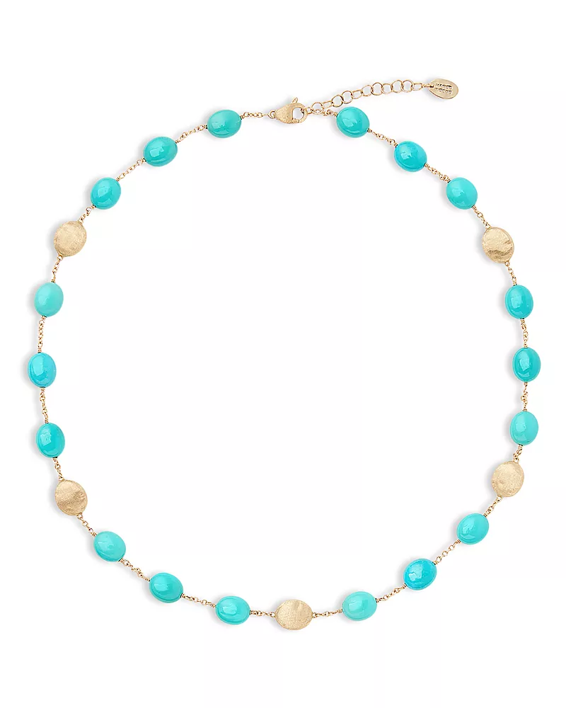 Marco Bicego 18K Yellow Gold Siviglia Turquoise Link Collar Necklace, 16.5