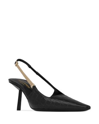 Saint Laurent Blake Slingback Pumps in Crocodile-Embossed Leather