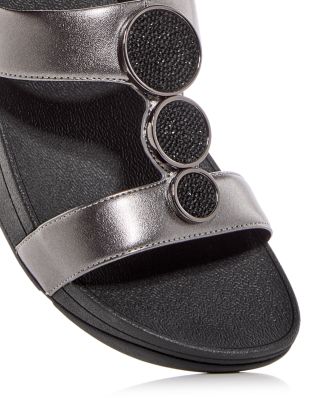 Women&#39;s Halo Embellished Wedge Slide Sandals