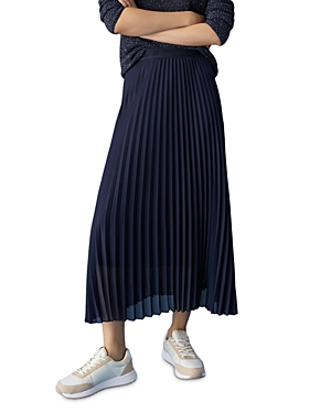 Shop Marella Ortisei Pleated Midi Skirt In Midnight Blue