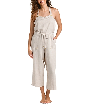 Shop La Blanca Delphine Overall Cropped Cover Up Jumpsuit In Taupe