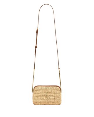SAINT LAURENT - Gaby Zipped Pouch in Raffia and Vegetable-Tanned Leather