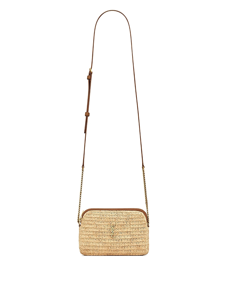 Saint Laurent Gaby Zipped Pouch in Raffia