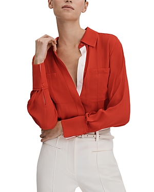 Shop Reiss Rose Chest Pocket Shirt In Red