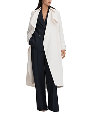 Shop Reiss Petites Etta Asymmetric Trench Coat In White