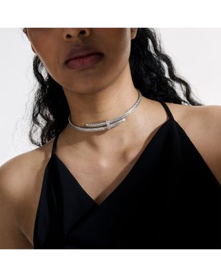 Sterling Silver Diamond Pav&eacute; Spear Coil Choker