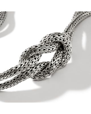 Classic Chain Love Knot Double Strand Collar Necklace, 16"