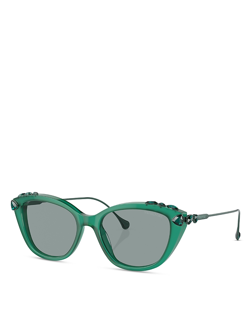 Swarovski Crystal-embellished Cat-eye Frame Sunglasses In Green/green Solid