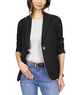 Shop Michael Kors Michael  Single Button Knit Blazer In Black