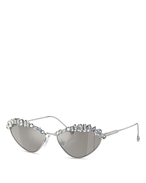 Swarovski Oval Sunglasses, 55mm In Silver/gray Mirrored Solid