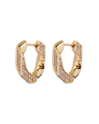 Luv Aj Pave Cuban Link Hoop Earrings In Gold