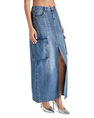 STEVE MADDEN Benson Cotton Center Slit Denim Skirt