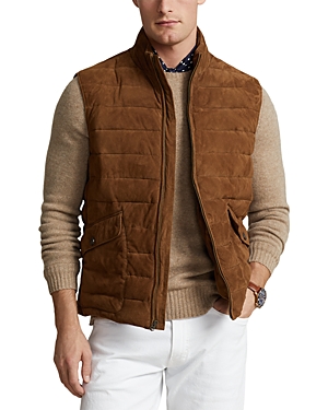 Shop Polo Ralph Lauren Quilted Suede Vest In Country Brown