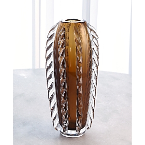 Global Views Fringe Mouth-blown Glass Vase In Tobacco