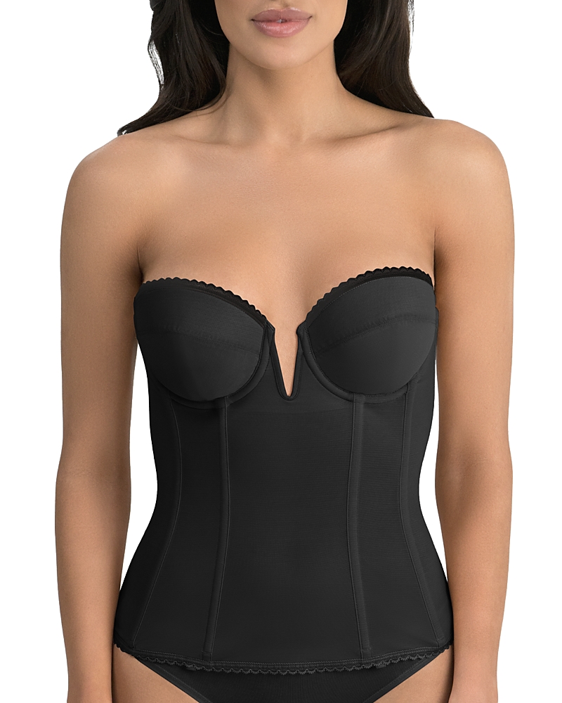 Dominique Intimates Vivienne Convertible Strapless V Wire Longline Corset Bra In Black