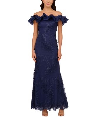 NWT hotsell ADRIANNA PAPELL ONE SHOULDER RUFFLE GOWN.