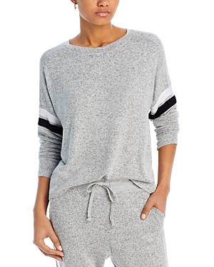 Aqua Athletic Stripe Sleeve Knit Sweatshirt - 100% Exclusive