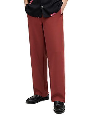 Shop Allsaints Oren Contrast Taped Straight Fit Track Pants In Imerial Red