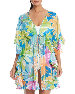 Floral Print Ruffled Cover Up Caftan - 100% Exclusive