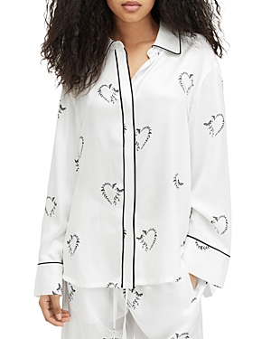 Shop Allsaints Sofi Escalera Pajama Shirt In Ecru White
