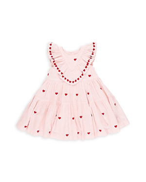 Pink Chicken Girls' Rapheala Dress - Little Kid In Confetti Heart Embroidery
