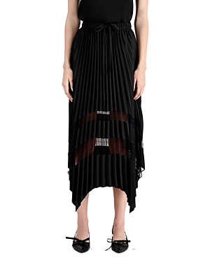 The Kooples Pleated Midi Skirt In Black