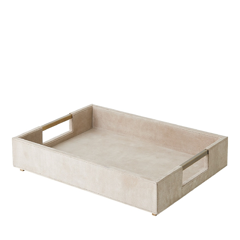 Global Views Posh Tray Parchment Suede Large