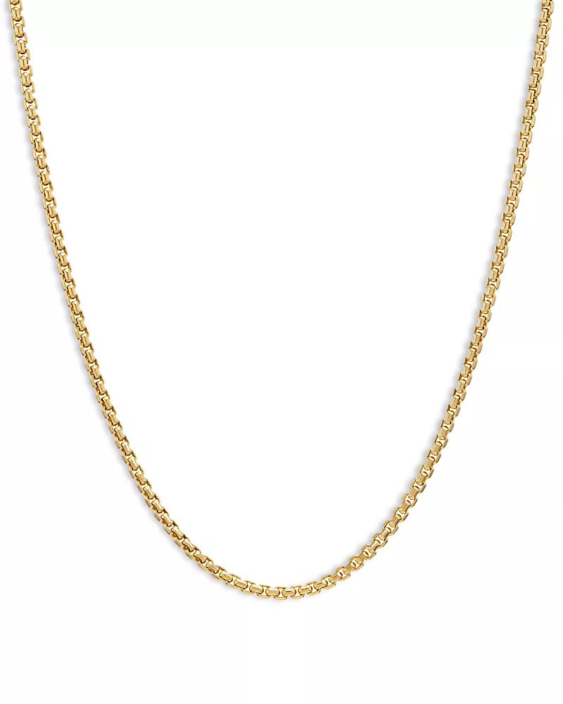 Box Chain Necklace in 18K Yellow Gold, 1mm