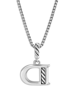 Pav&eacute; Initial Pendant Necklace in Sterling Silver with Diamond, 16"