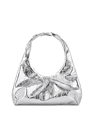 Sandro Moonwalk Leather Bag In Silver