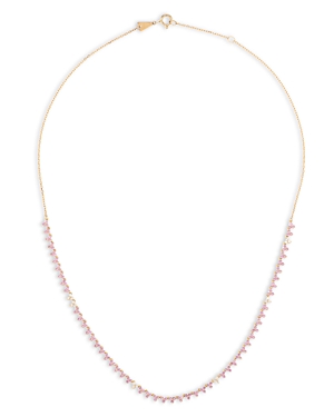 Adina Reyter 14k Yellow Gold Pink Sapphire & Diamond Riviera Necklace, 14-16 In Pink/gold