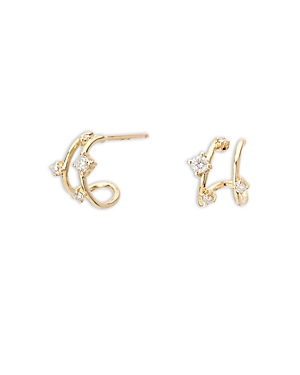 Shop Adina Reyter 14k Yellow Gold Diamond Double J Hoop Earrings