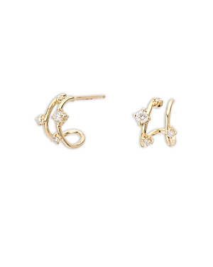 Adina Reyter 14k Yellow Gold Diamond Double J Hoop Earrings In Gold
