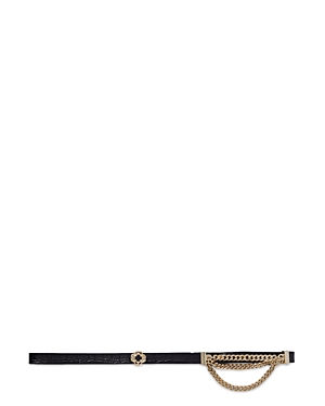 Shop Maje Women's Clover Curb Chain Leather Belt In Black