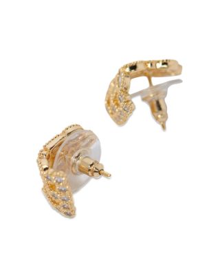 Rhinestone Triple Row Curved Earrings