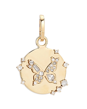 Adina Reyter 14K Yellow Gold Diamond Multi Cut Butterfly Hinged Charm Pendant