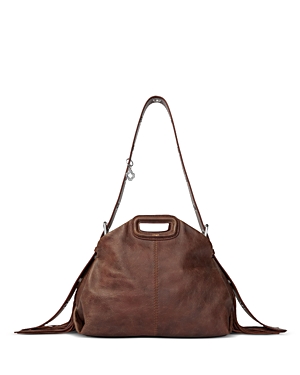 Shop Maje Miss M Leather Handbag In Old Brown