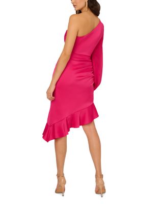 One Shoulder Satin Cocktail Dress
