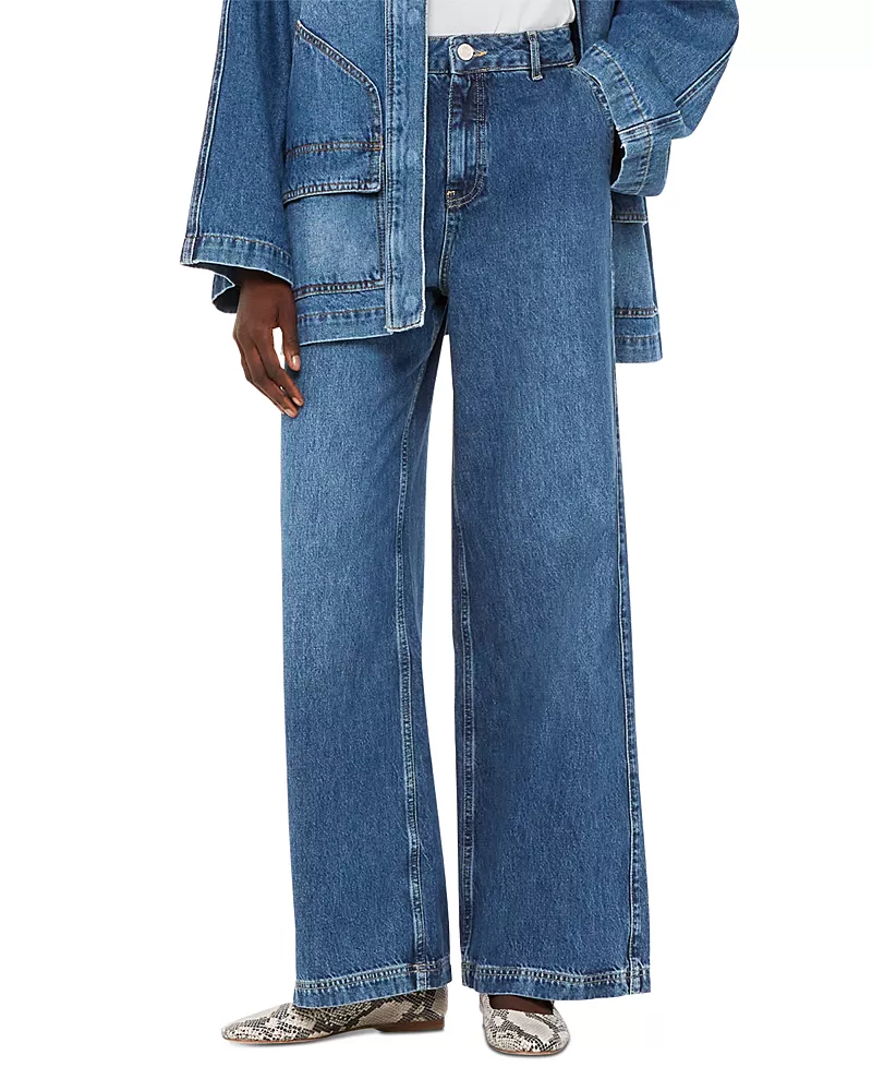 Whistles Wide Leg Boyfriend Jeans in Denim