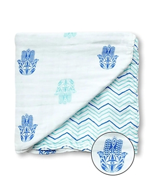 Malabar Baby Unisex 4-layer All Season Snug Blanket - Baby, Little Kid, Big Kid In Hamsa (white & Blue)