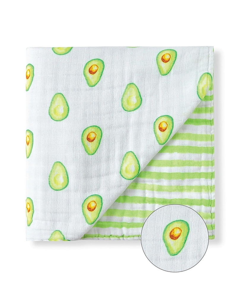 Malabar Baby Cotton Muslin Lovey Security Blanket With Plush Toy In Avocado (avocado + Lime Green Stripe) In Avocado (white  Green)