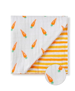 Malabar Baby Unisex 4-layer All Season Snug Blanket - Baby, Little Kid, Big Kid In Carrot (white & Orange)
