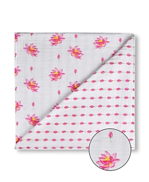 Malabar Baby Unisex 4-layer All Season Snug Blanket - Baby, Little Kid, Big Kid In Lotus (white & Pink)